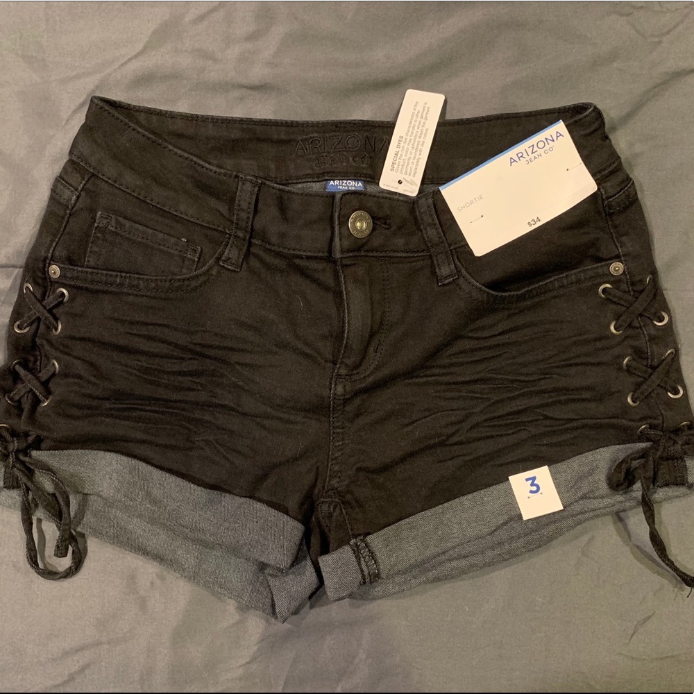 Arizona lace up denim shorts